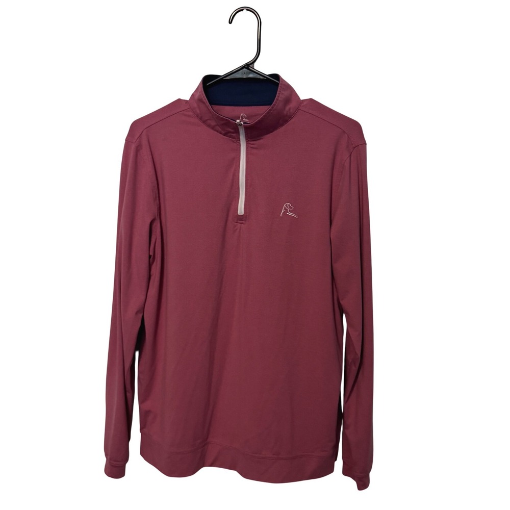 Rhoback Performance 1/4 Zip Pullover Men Small Pink Red Golf Stretch Long Sleeve